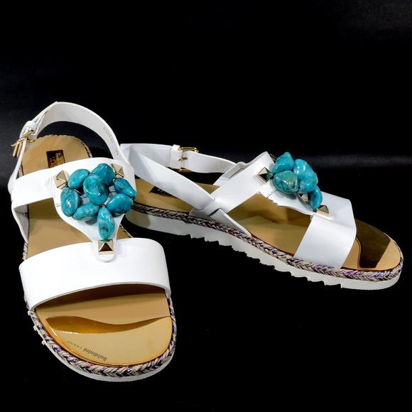 Baldinini Shoes - BALDININ 🇮🇹 WOMEN'S WHITE SOFT LEATHER COMFORT FLAT SUMMER SANDALS